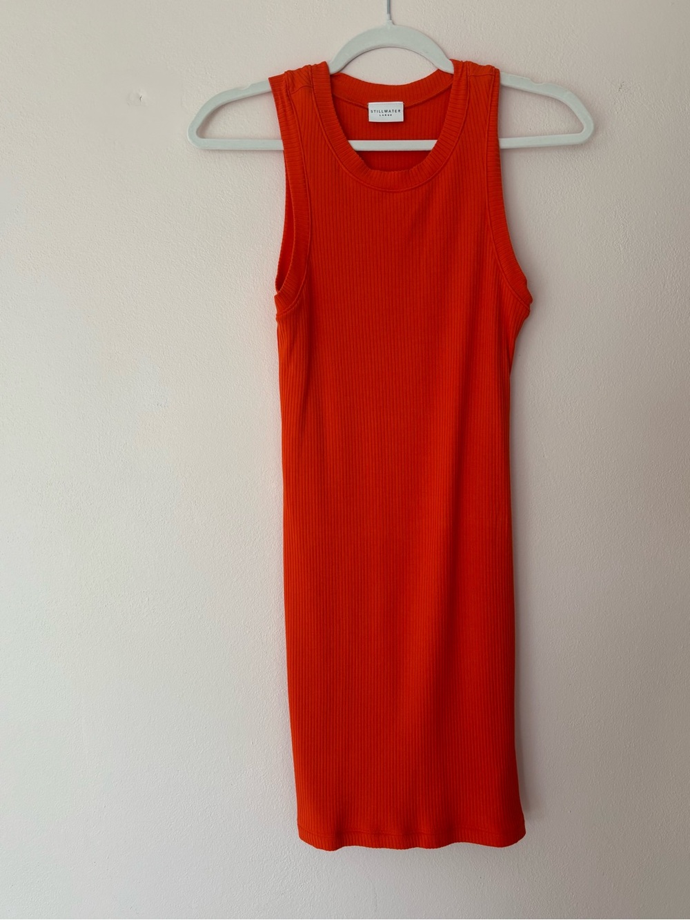 Sleeveless Rib Knit Mini Dress in Bright Orange
